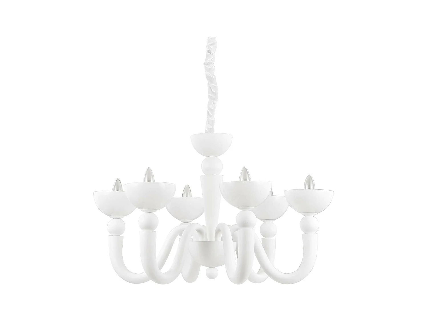 Ideal Lux Bon Bon - Araña de luces con brazos múltiples, acabado blanco, E14, 6 luces