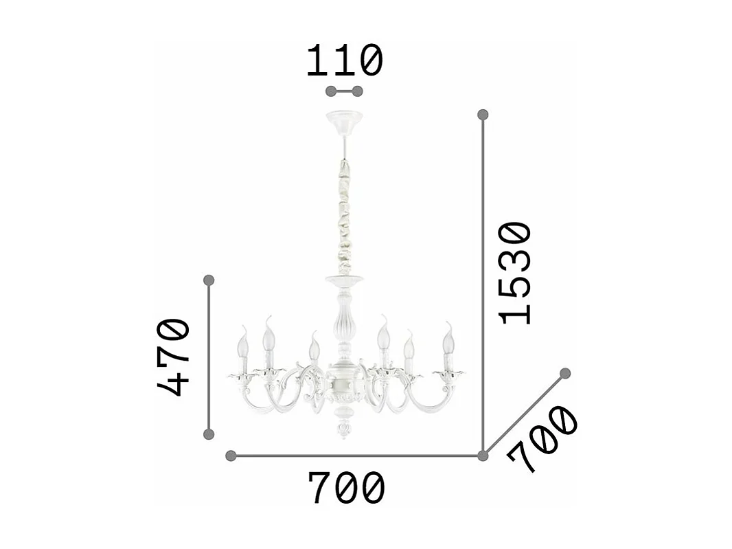 Ideal Lux Justine - Lámpara colgante de 6 luces Blanco
