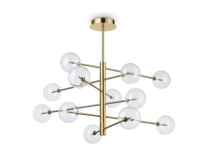 Ideal Lux Equinoxe - Lampada a sospensione a 12 bracci multibraccio in ottone antico