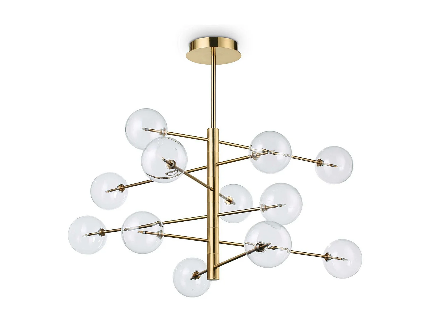 Ideal Lux Equinoxe - Lampada a sospensione a 12 bracci multibraccio in ottone antico