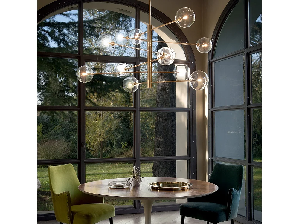 Ideal Lux Equinoxe - Lampada a sospensione a 12 bracci multibraccio in ottone antico