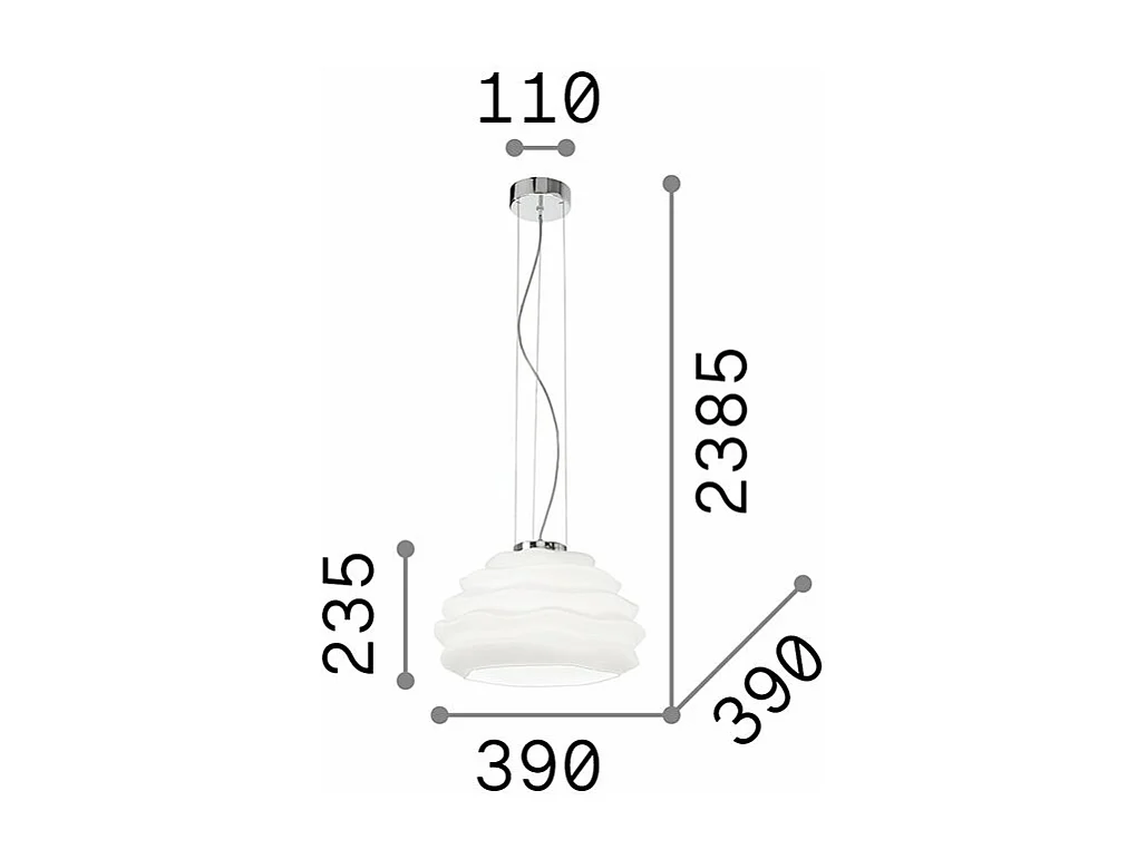 Ideal Lux Karma - Lámpara colgante de techo tipo domo con 1 luz blanca, E27