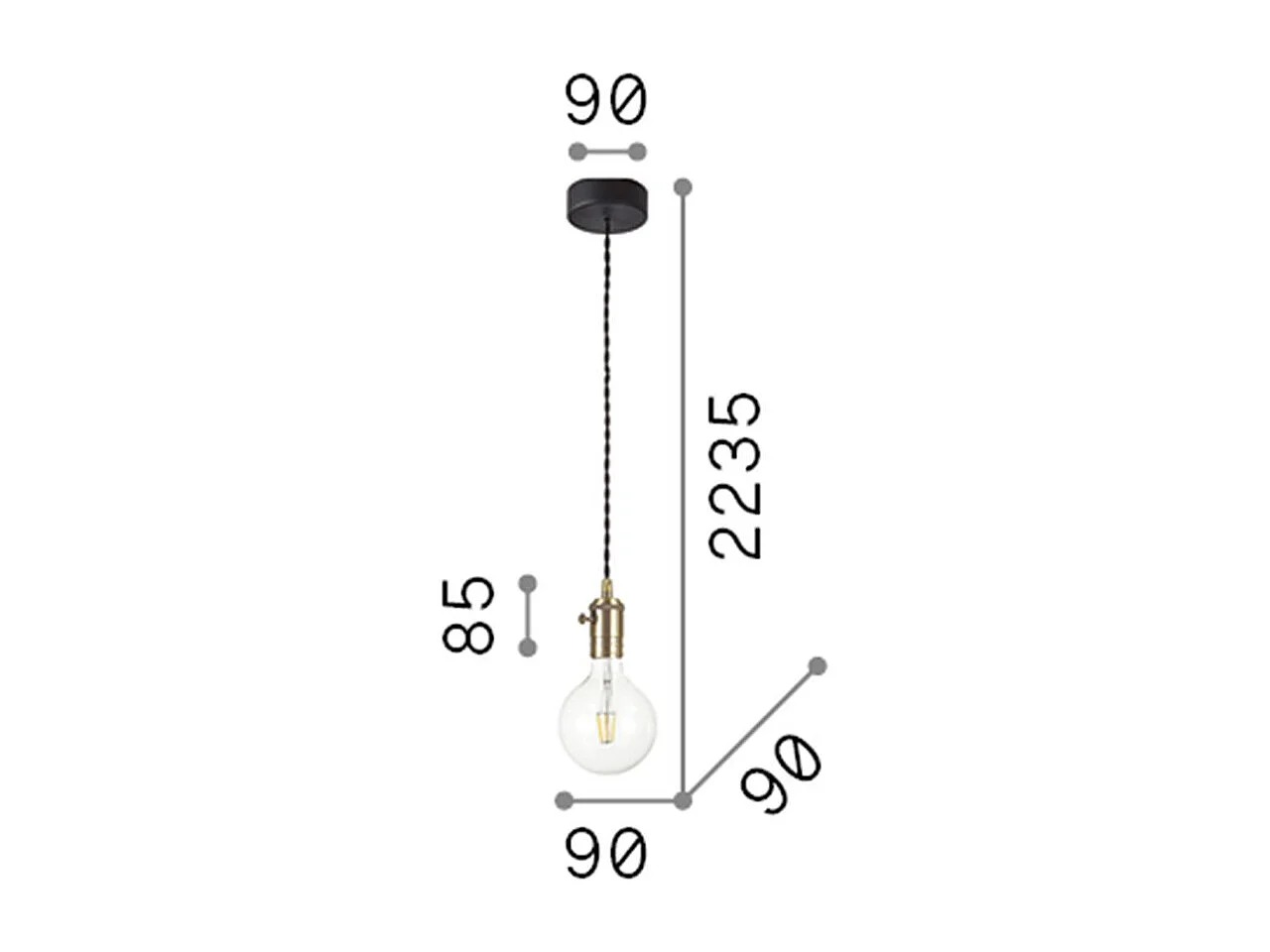 Ideal Lux Frida - 1 luz colgante de techo negra