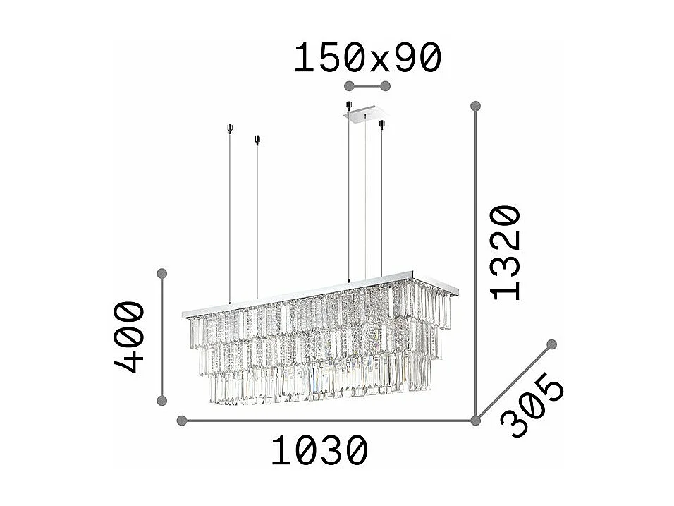 Ideal Lux Martinez - 8 luci a soffitto a sospensione cromate