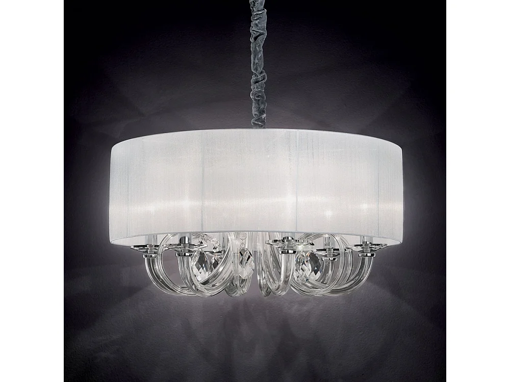 Ideal Lux Swan - Sospensione da soffitto a 3 luci multibraccio Cromo, vetro tre, E14