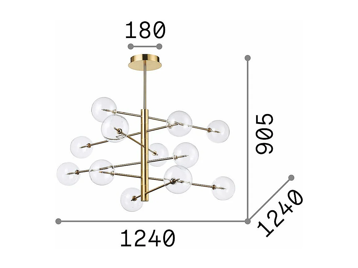 Ideal Lux Equinoxe - Lámpara colgante de techo de 12 luces con varios brazos, cromo