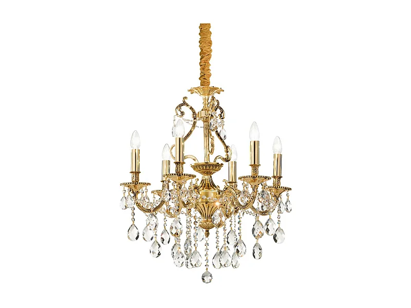Ideal Lux Gioconda - Araña de luces de cristal con 6 luces, acabado en oro antiguo, E14