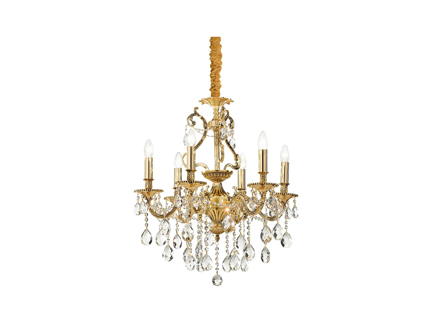 Ideal Lux Gioconda Lustre en cristal à 6 ampoules au fini or antique, E14