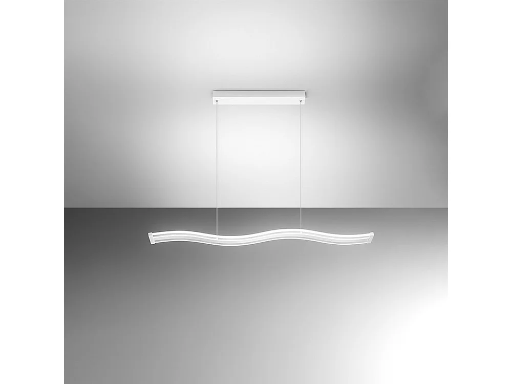 Lampadario Moderno Bend Metallo E Alluminio Bianco Led Dimmerabile