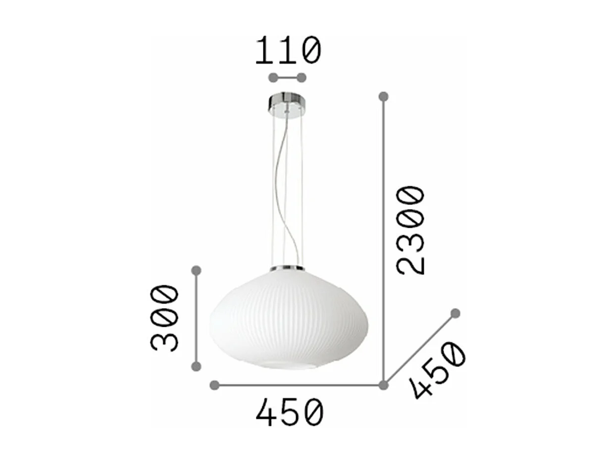 Ideal Lux PLISSE Globe Dome Suspension Plafonnier Laiton 45cm