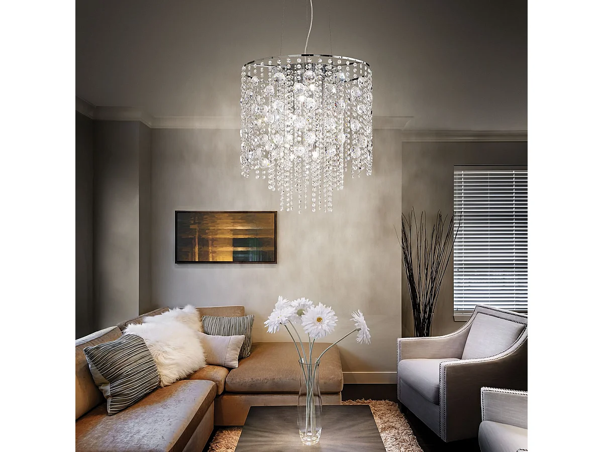 Ideal Lux Evasione - 10 Licht Decke Anhänger Chrom mit Kristallen, G9