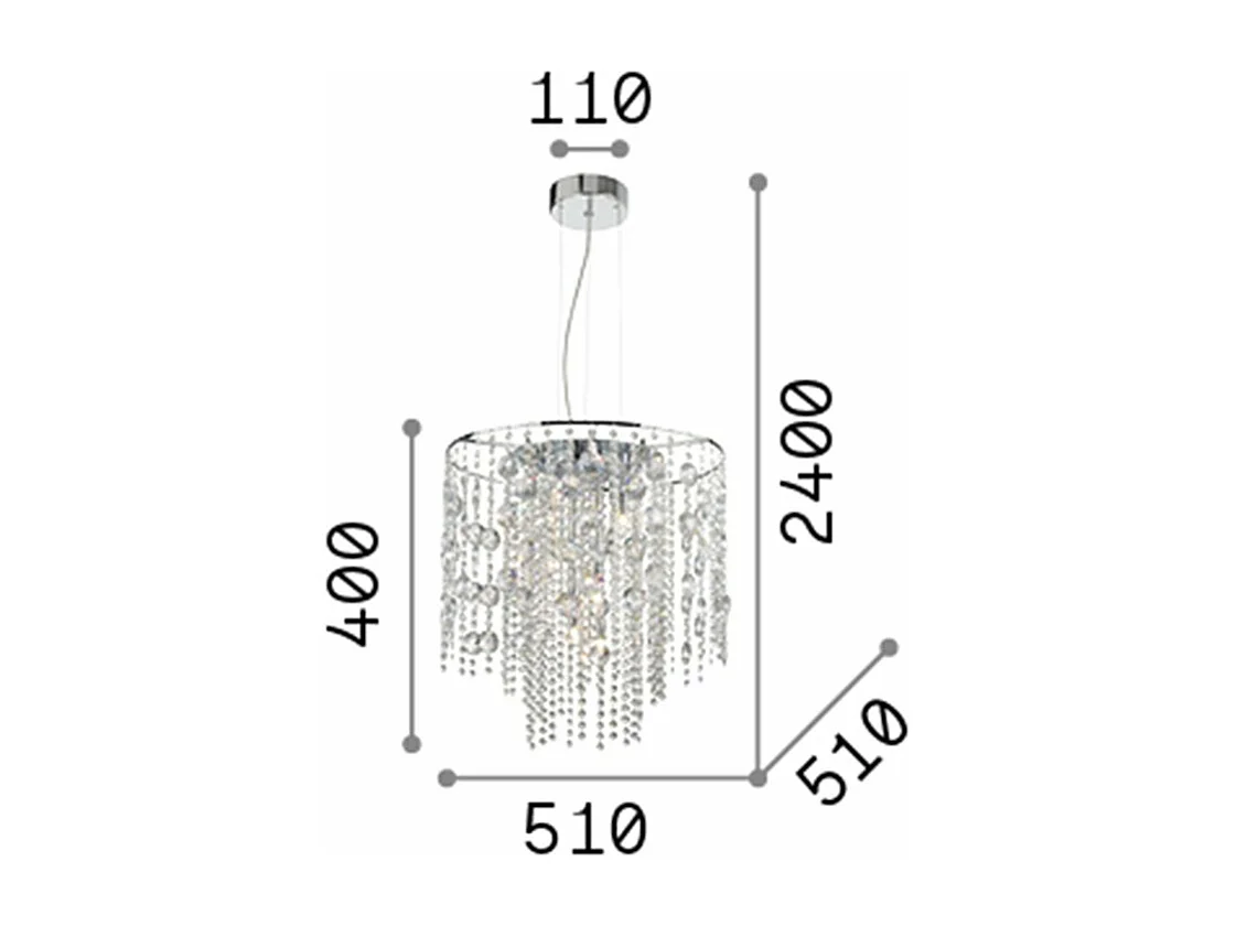 Ideal Lux Evasione - 10 Licht Decke Anhänger Chrom mit Kristallen, G9