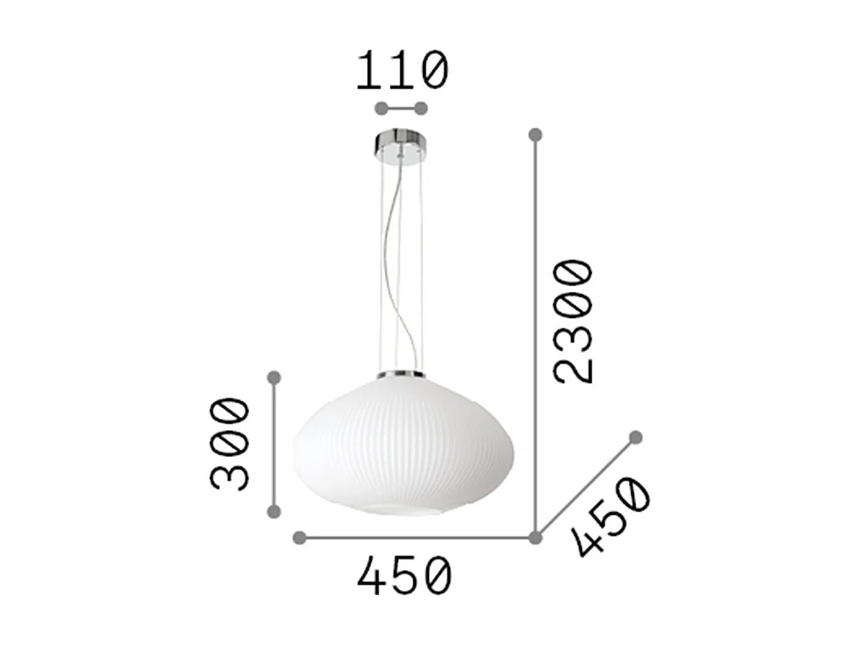 Ideal Lux PLISSE Plafonnier Globe Dome Chrome 45cm