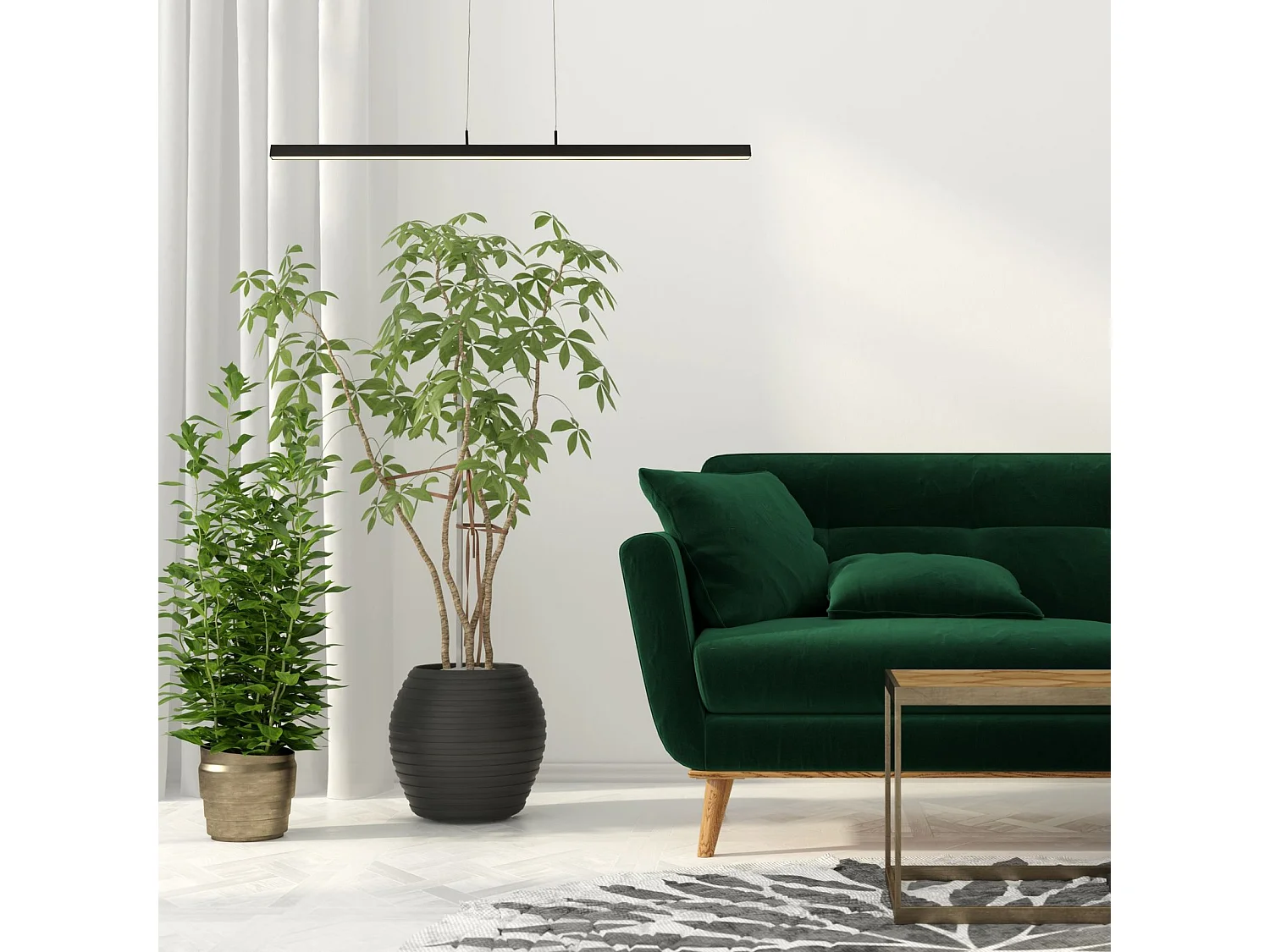 Searchlight Tribeca Sospensione a 1 luce LED, temperatura cambia colore, nero opaco 2700/3000/4000K