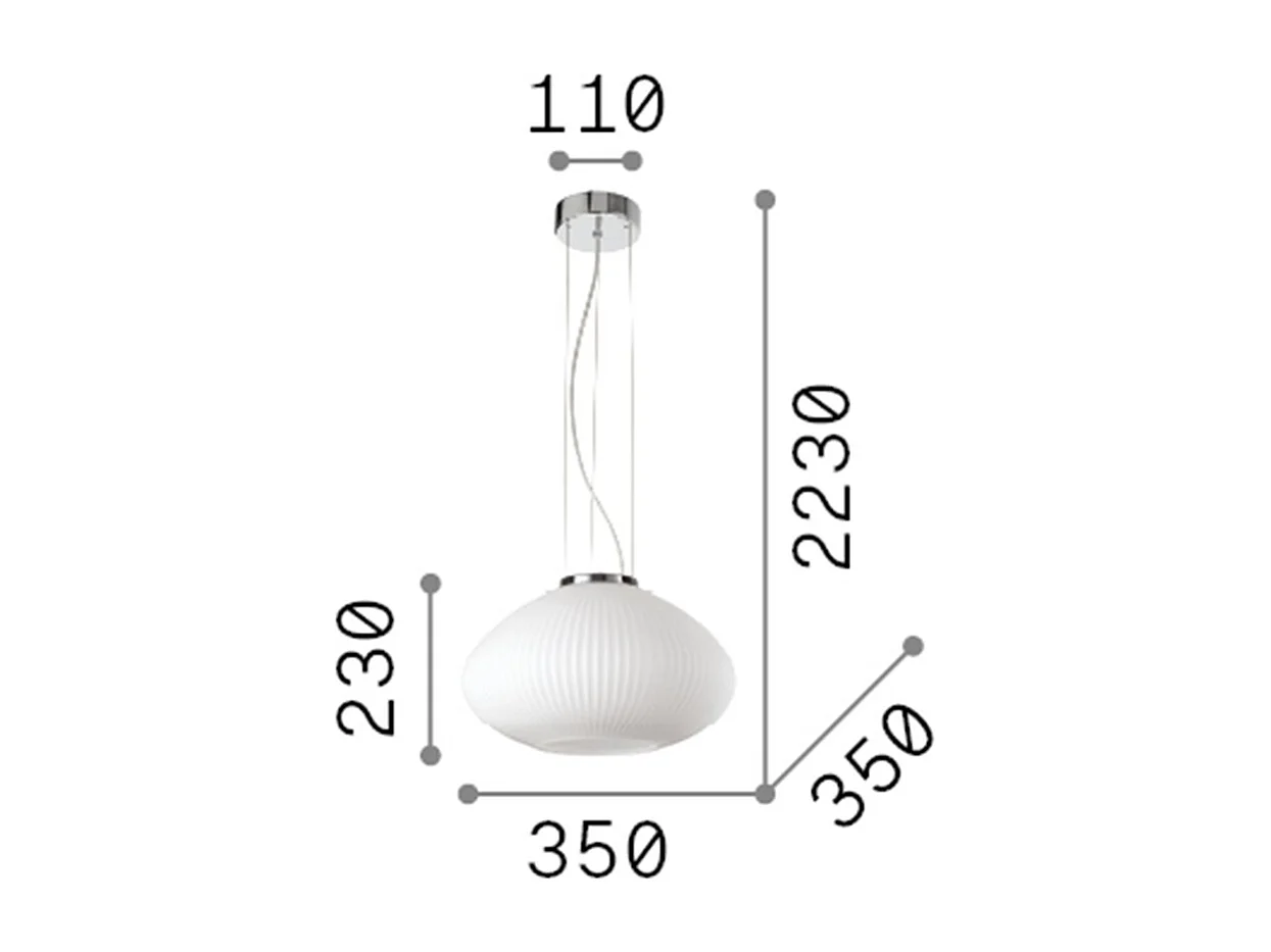 Ideal Lux PLISSE Plafonnier Globe Dome Chrome 35cm