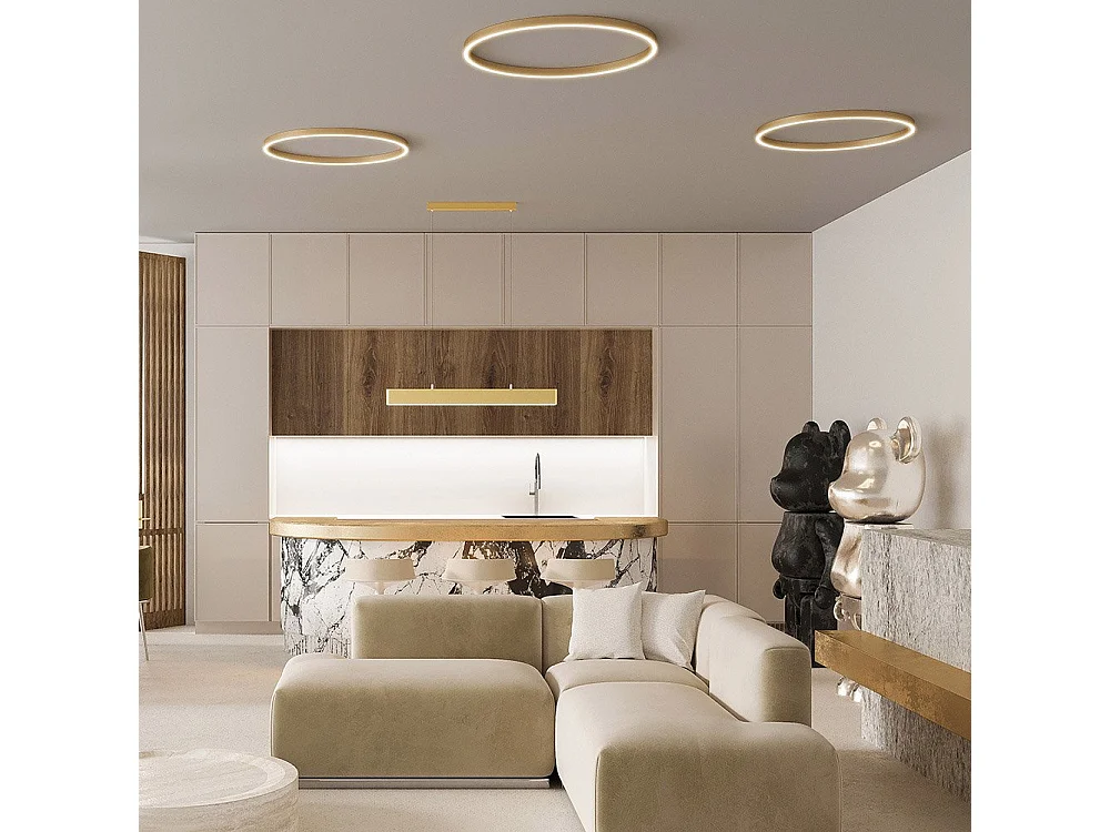 Maytoni Rim Lámpara de techo colgante circular de 3 niveles de latón LED integrado con borde moderno