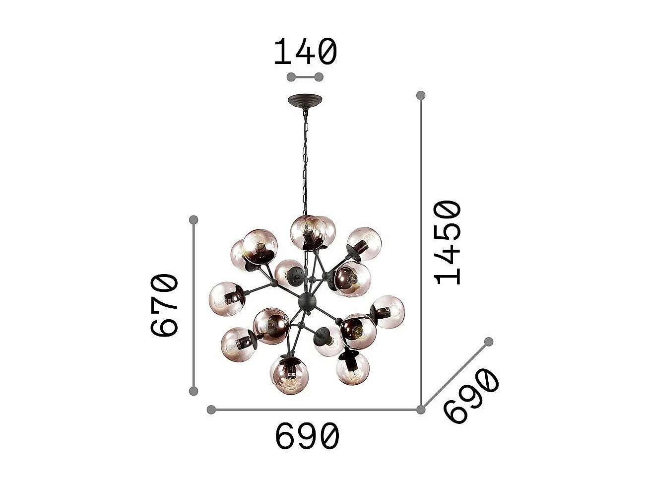 Ideal Lux Kepler - Lámpara colgante de techo negra