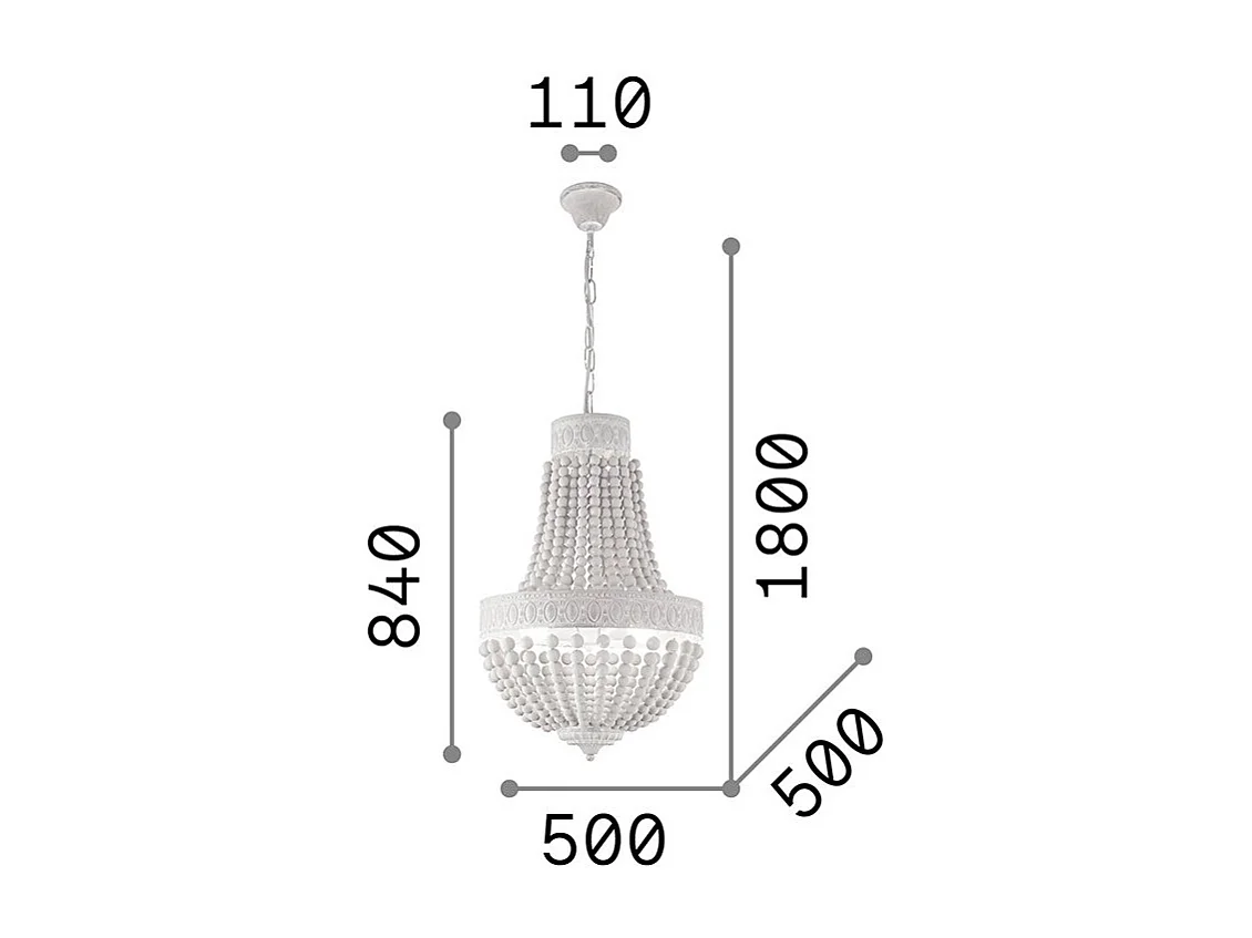 Ideal Lux Monet - Lampadario a 6 luci bianco
