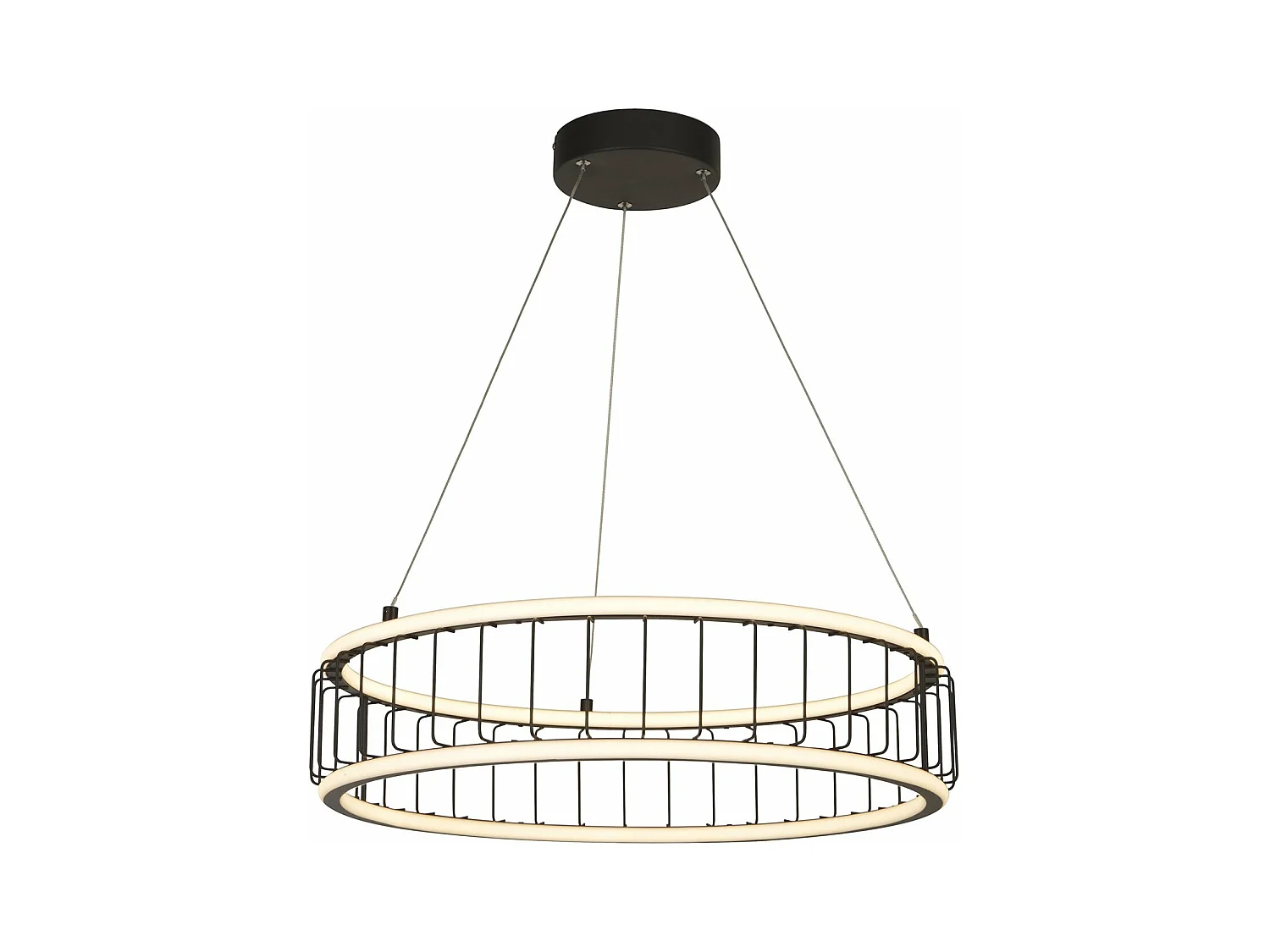 Lampadario Contemporaneo Circolo Acciaio Nero Alluminio Bianco Led 46,4W 3000K