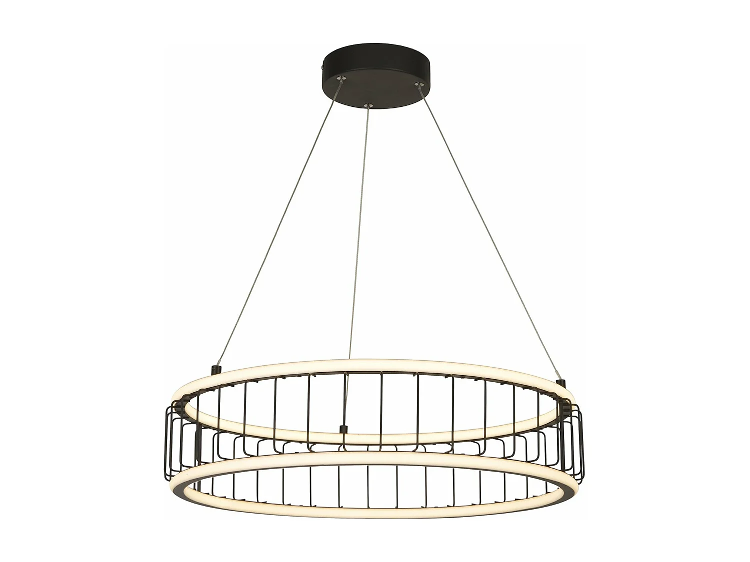 Lampadario Contemporaneo Circolo Acciaio Nero Alluminio Bianco Led 46,4W 3000K