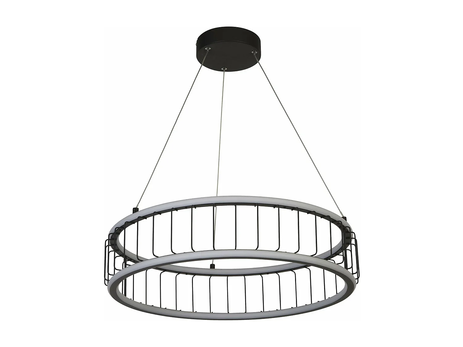 Lampadario Contemporaneo Circolo Acciaio Nero Alluminio Bianco Led 46,4W 3000K