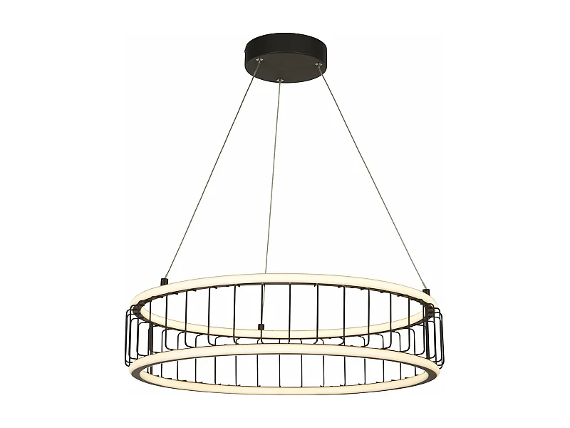 Lampadario Contemporaneo Circolo Acciaio Nero Alluminio Bianco Led 46,4W 3000K