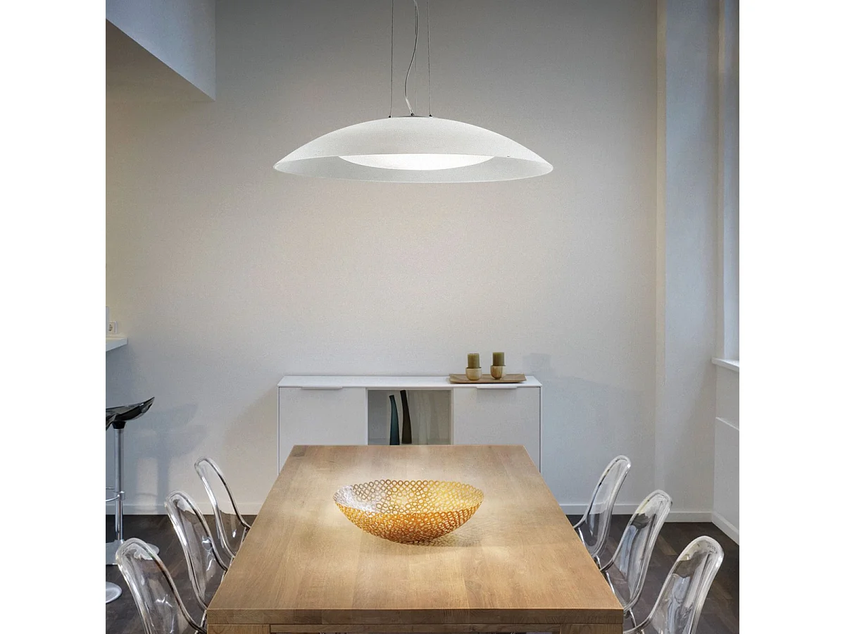 Ideal Lux Lena - Lámpara colgante de techo con 3 luces, color blanco, E27