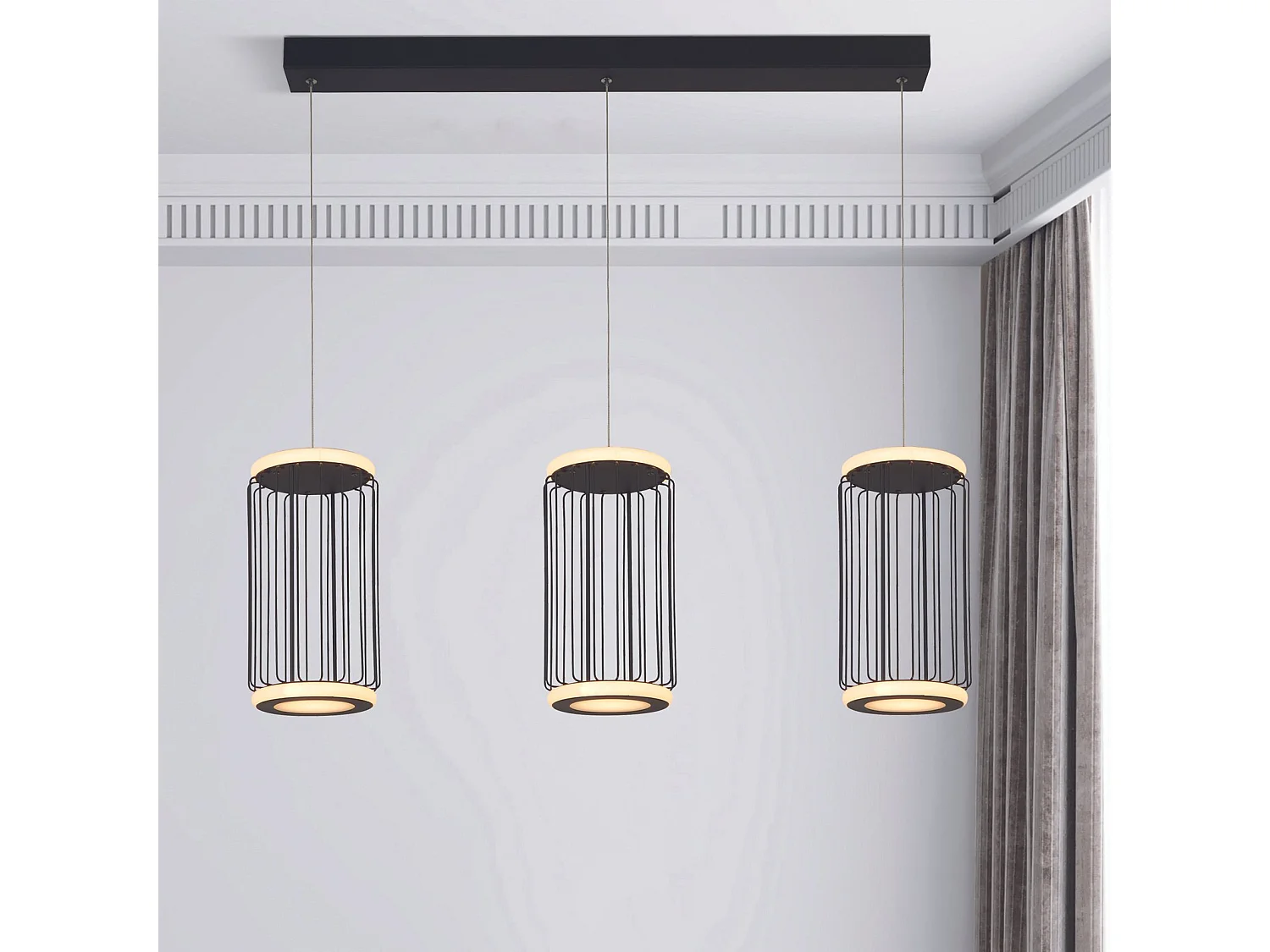 Lampadario Contemporaneo Circolo Alluminio Bianco Silicone Nero Led 35W 3000K