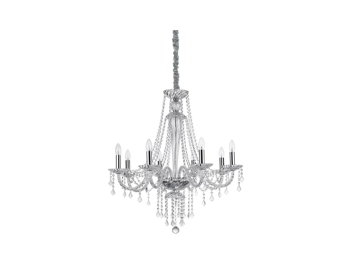 Ideal Lux Amadeus Suspension à 8 ampoules transparentes, E14