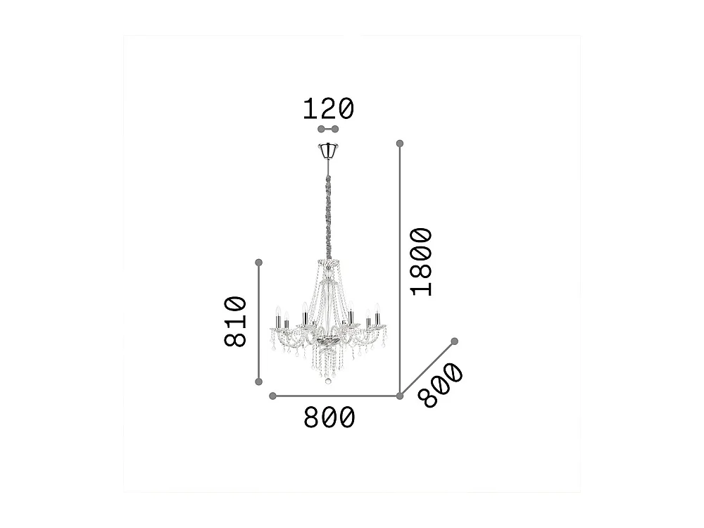Ideal Lux Amadeus - 8 Licht Pendelleuchte Trasparent, E14