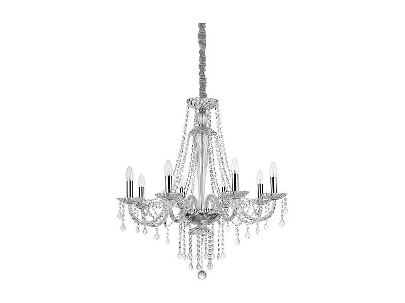 Ideal Lux Amadeus Suspension à 8 ampoules transparentes, E14