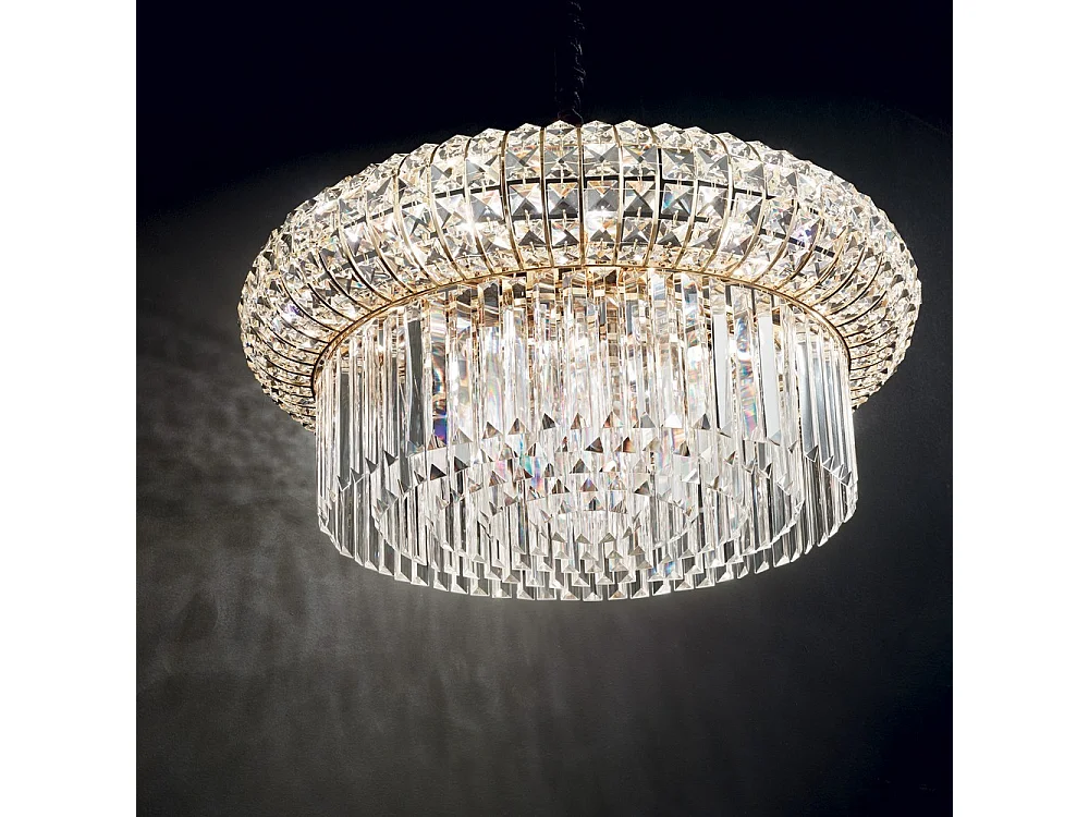 Ideal Lux NABUCCO - Innen Kristall Deckenpendelleuchte 12 Lichter Gold, E14