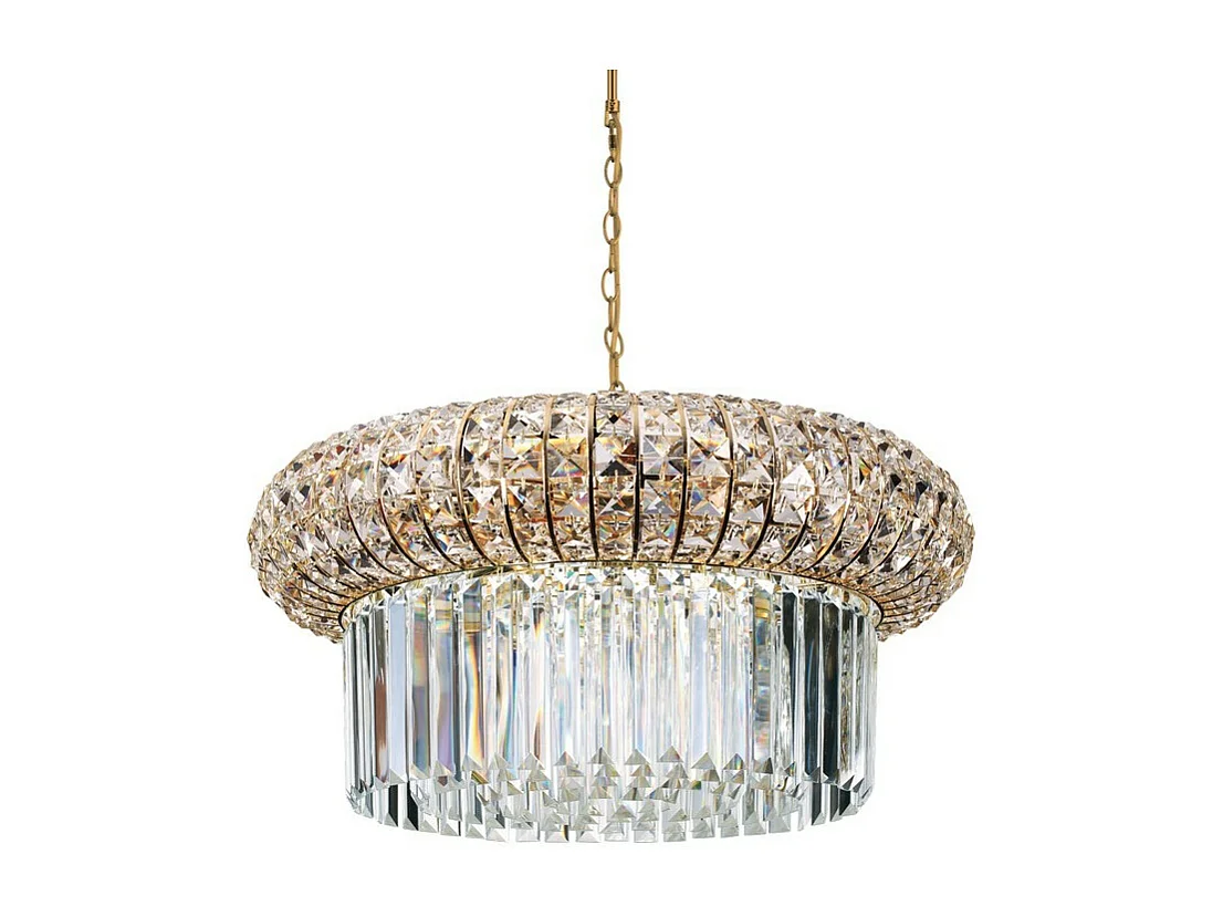 Ideal Lux NABUCCO - Innen Kristall Deckenpendelleuchte 12 Lichter Gold, E14