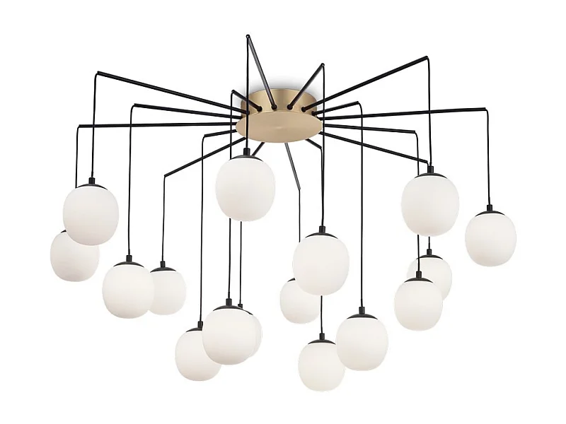 Ideal Lux RHAPSODY - Lámpara colgante de techo en racimo para interiores, 16 luces, negro, G9