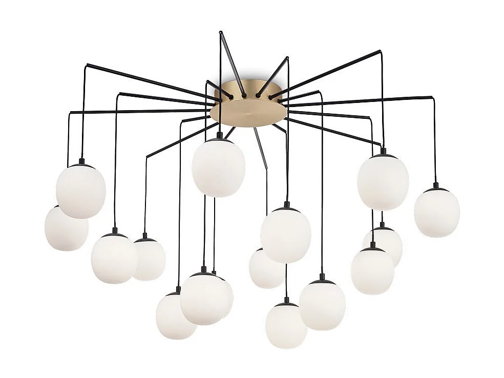 Ideal Lux RHAPSODY - Lámpara colgante de techo en racimo para interiores, 16 luces, negro, G9