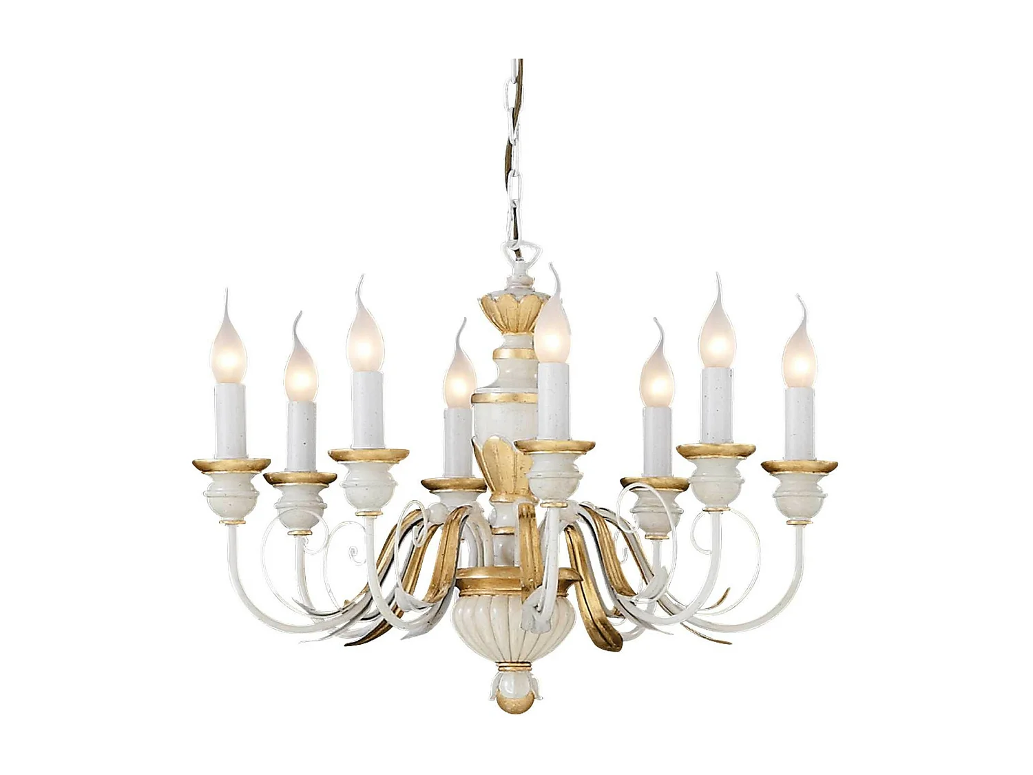 Ideal Lux Firenze - Lámpara de araña de 8 luces marfil, acabado dorado, E14