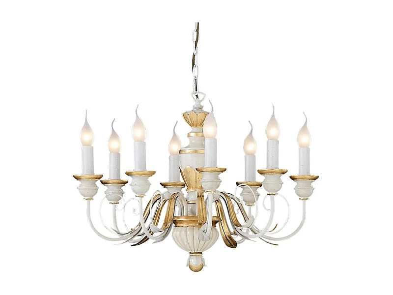 Ideal Lux Firenze - Lampadario a 8 luci avorio, finitura oro, attacco E14