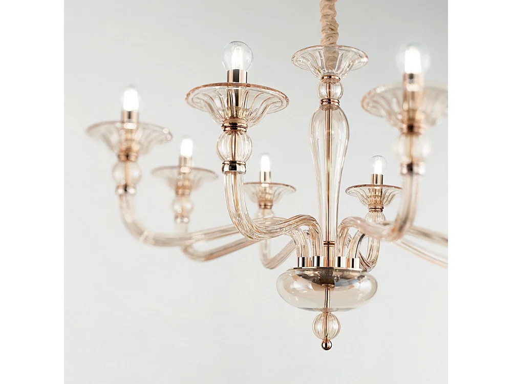 Ideal Lux Danieli Suspension à 6 ampoules ambre, E14