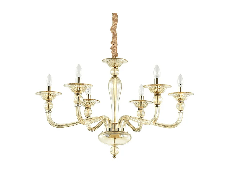 Ideal Lux Danieli - Lampadario a 6 luci Ambra, E14
