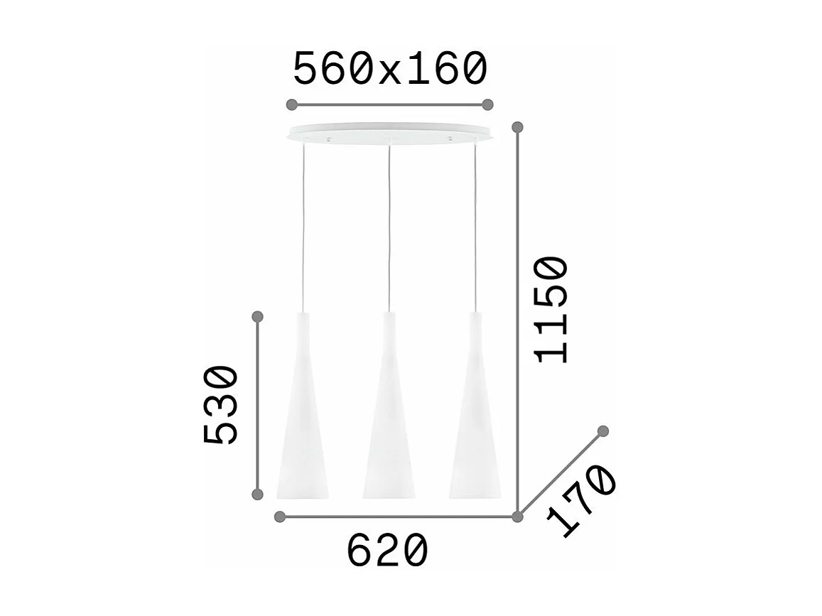 Ideal Lux Milk - 3 Licht hängende Deckenpendelleuchte Weiß, E27