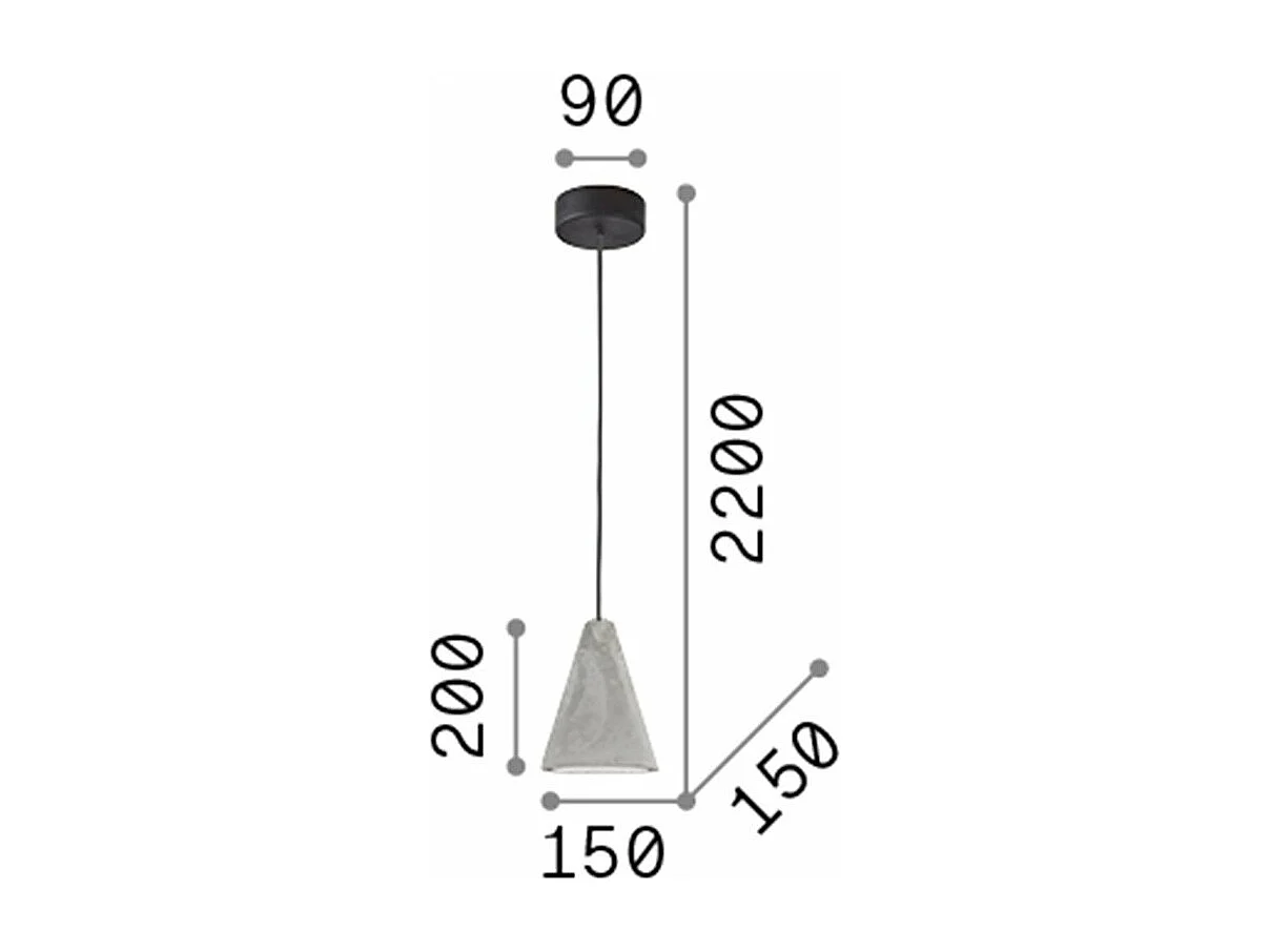 Ideal Lux Oil - Sospensione a soffitto a 1 luce grigio cemento, attacco E27