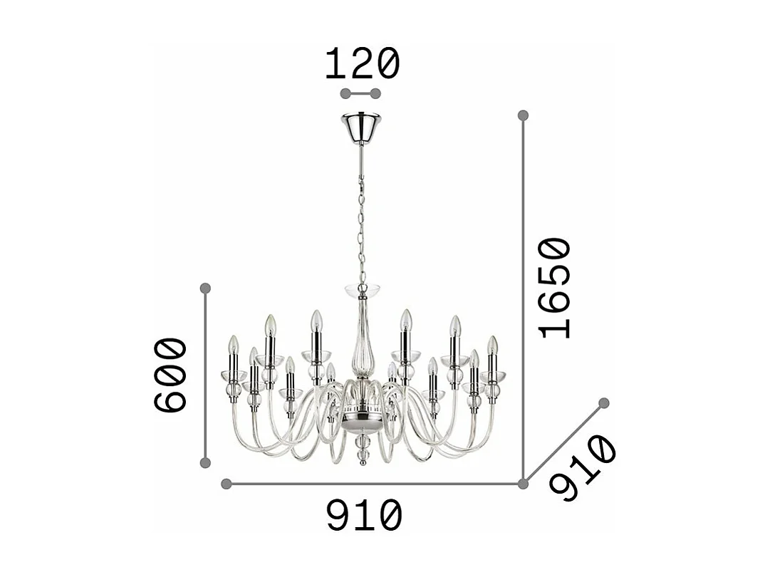 Ideal Lux Doge - 12 Licht Pendelleuchte Trasparent, E14