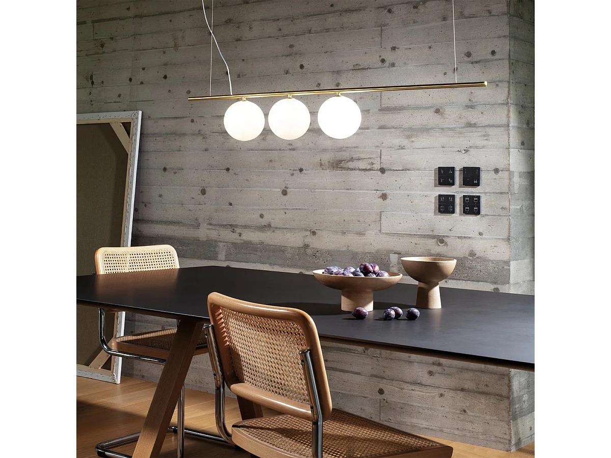 Ideal Lux PERLINE Plafoniera a sospensione a 3 barre luminose in ottone