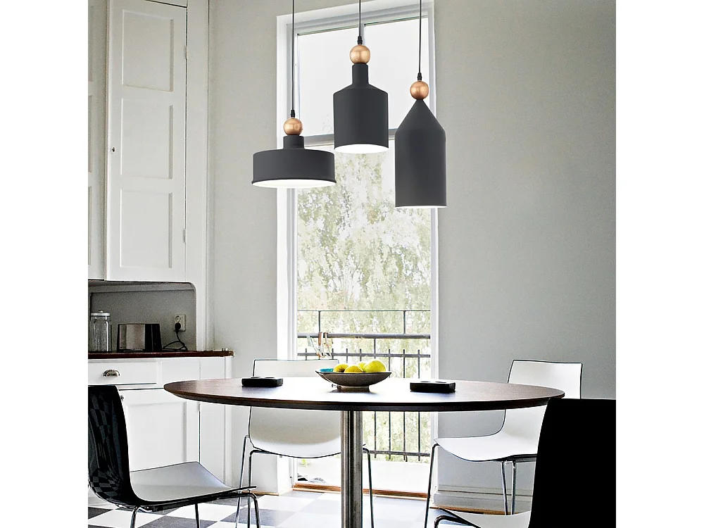 Ideal Lux Triade Plafonnier à 1 ampoule en forme de dôme noir