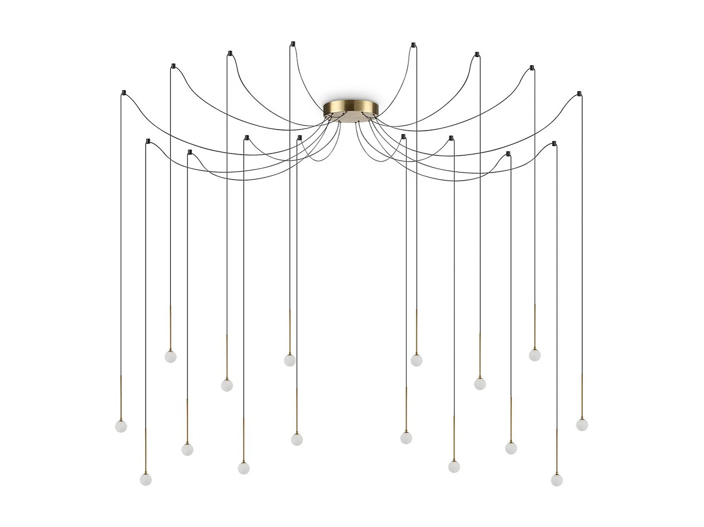 Ideal Lux LUCCIOLA Plafoniera a sospensione a grappolo LED a 16 luci in ottone, 3000K, non dimmerabile