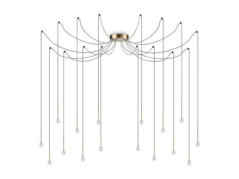 Ideal Lux LUCCIOLA Lámpara colgante de techo con racimo de 16 luces LED, latón, 3000 K, no regulable