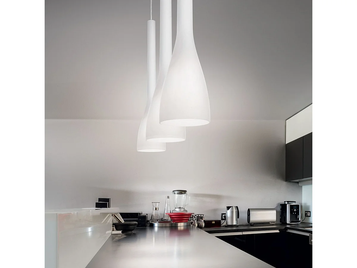 Ideal Lux Flut - Lámpara colgante de techo pequeña con 1 luz blanca, E14
