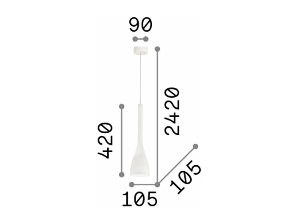 Ideal Lux Flut - Lámpara colgante de techo pequeña con 1 luz blanca, E14