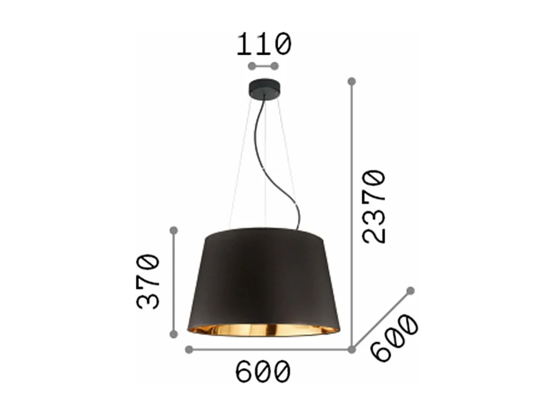 Ideal Lux Nordik - Lampadario a sospensione a 6 luci a cupola nera