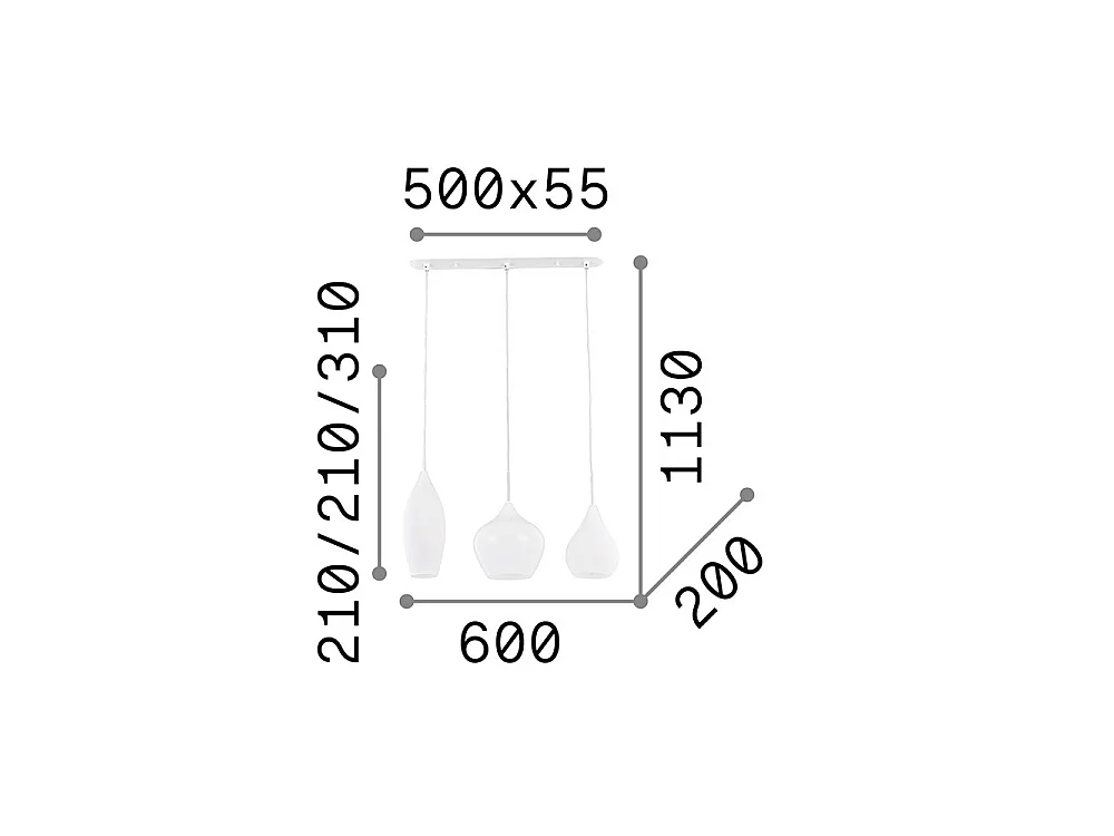 Ideal Lux Soft - Lampada a sospensione a soffitto a 3 luci bianca, E14